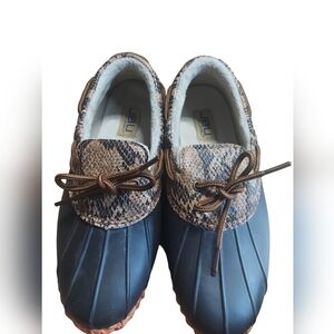 7.5 JBU brown snakr skin waterproof rain shoes‎
